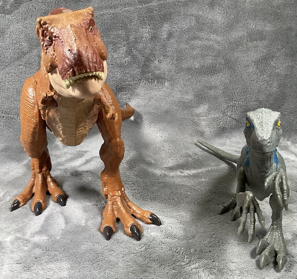 Jurassic World T Rex Velociraptor Figure Set Of 2 Dino Toys Mattel